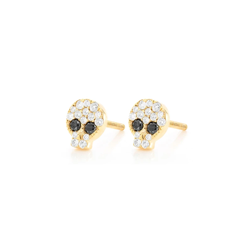 Skull Stud Earrings 14K