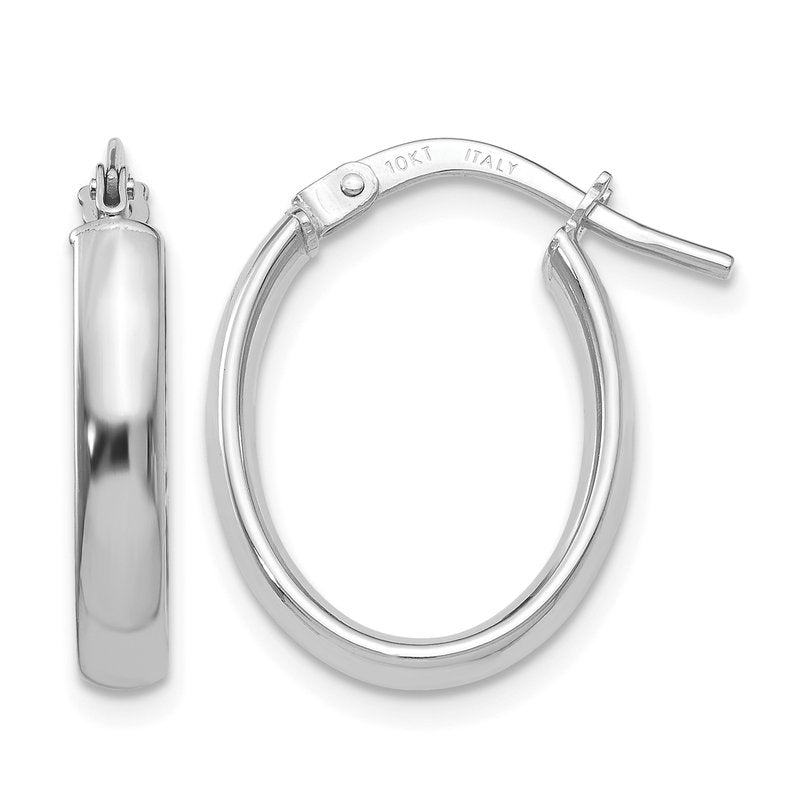 10K Polished White Gold Hoop Earrings