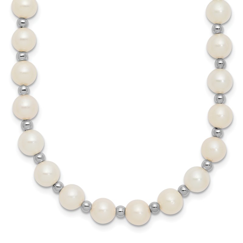 14k White Gold 6-7mm White Near-Round Freshwater Cultured Pearl Beaded 18 inch Necklace