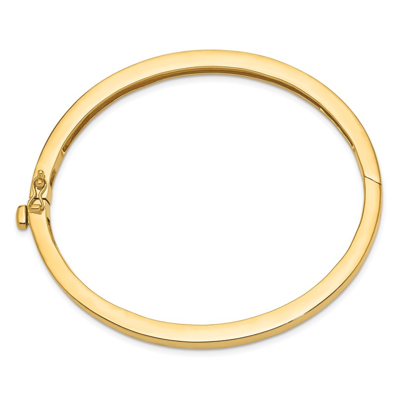 14k 5.3mm Polished Solid Hinged Oval Bangle Bracelet