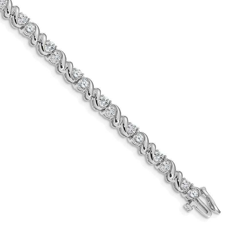 14k White Gold Complete 2.88 carat Round VS Diamond Fancy Swirl 7 inch Tennis Bracelet