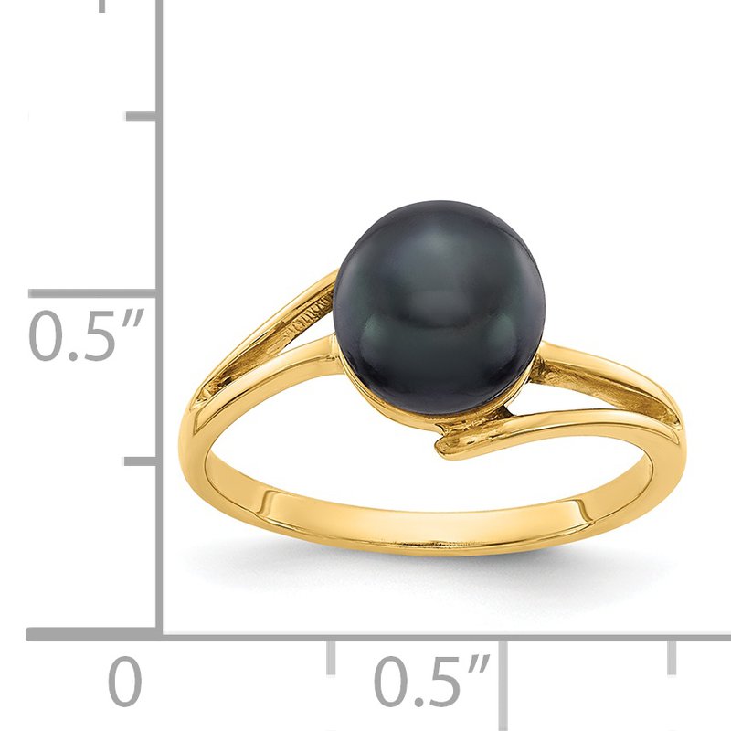 14k 7.5mm Black FW Cultured Pearl ring