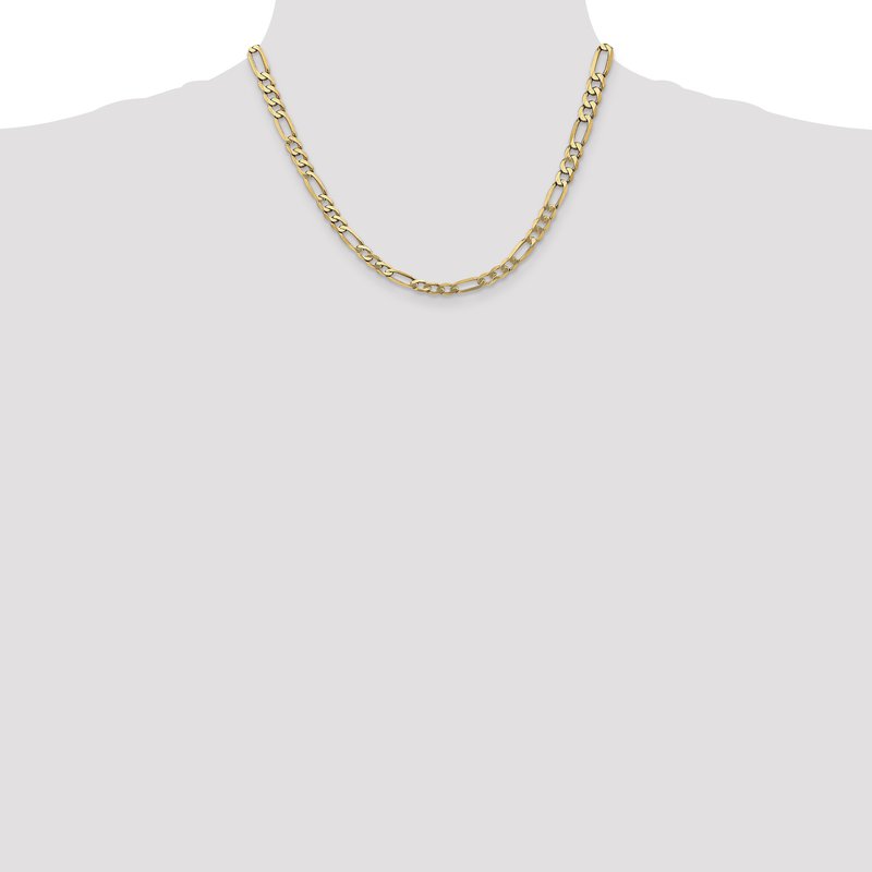 14K 26 inch 5.25mm Flat Figaro with Lobster Clasp Chain