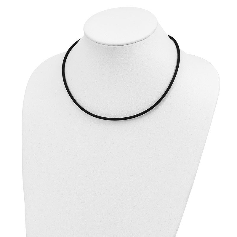 14k Yellow Clasp 3mm 16 inch Black Rubber Cord Necklace