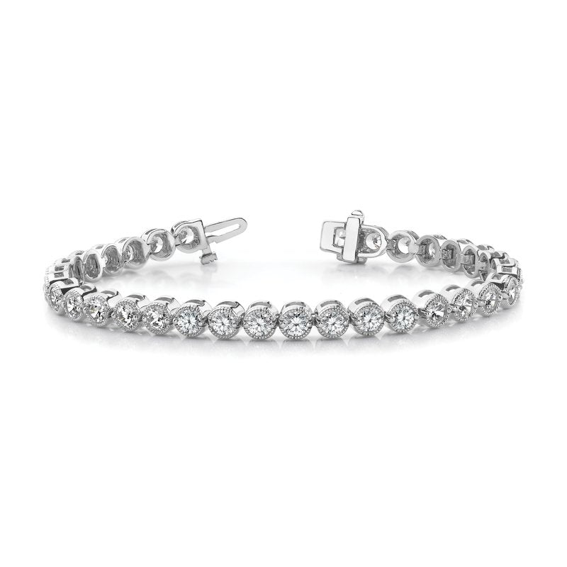14k White Gold Complete 3.06 carat Round VS Diamond 2-prong 7 inch Tennis Bracelet