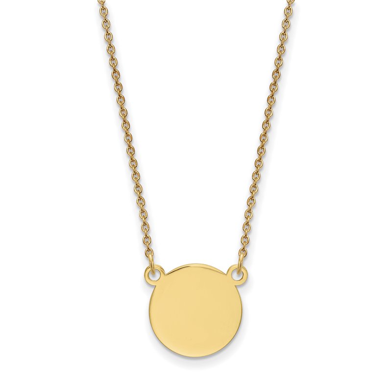 14k Plain .027 Gauge Round Engravable 12x12mm Disc 18 inch Necklace