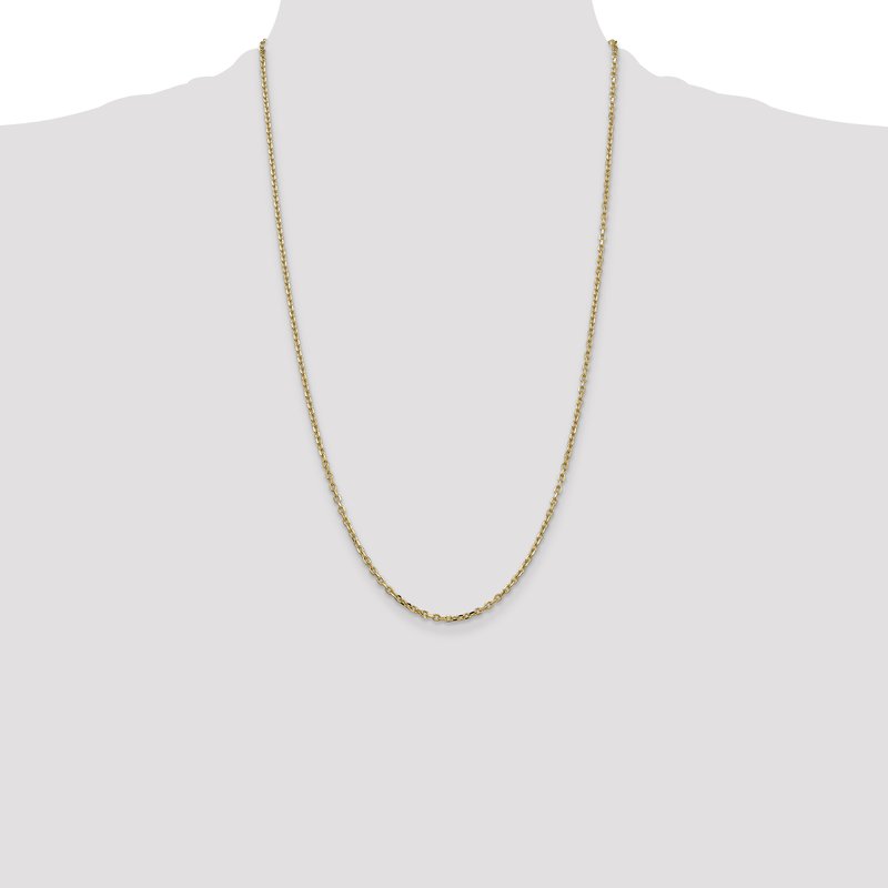14K 26 inch 2.2mm Diamond-cut Round Open Link Cable with Lobster Clasp Chain