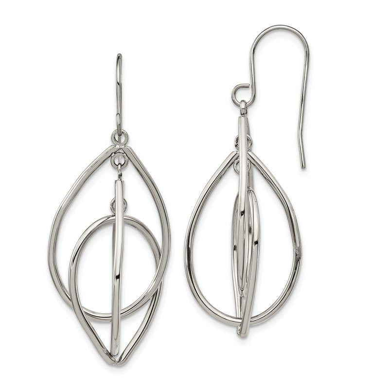 Stainless Steel Polished Dangle Shepherd Hook Earrings