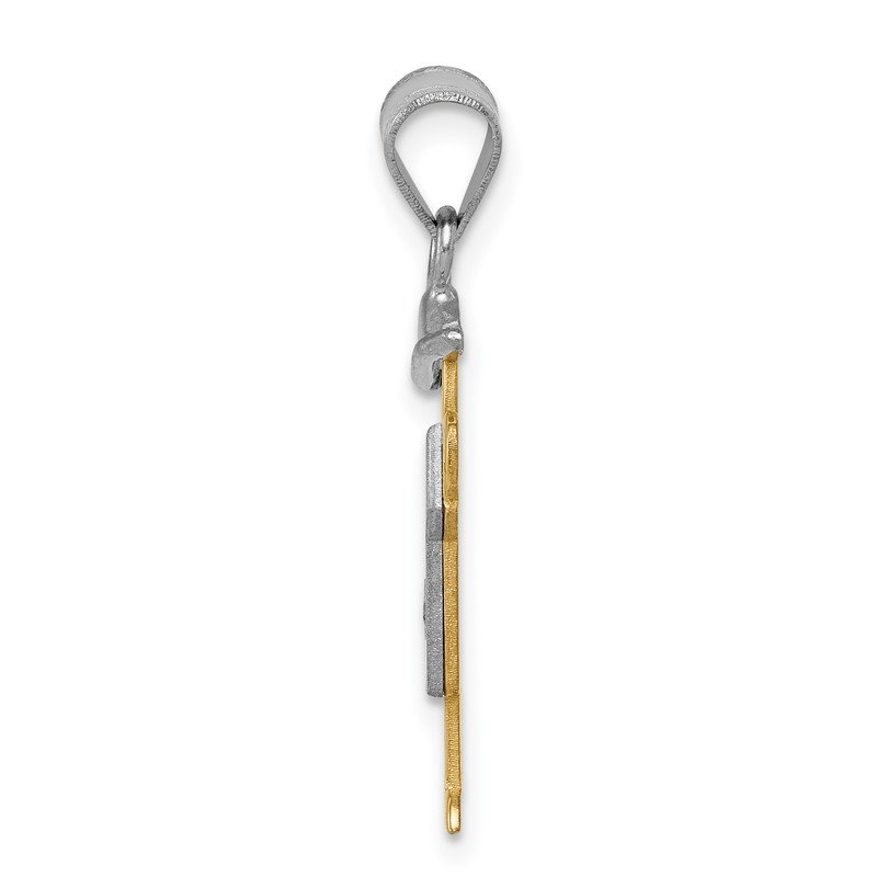 14k Two-tone The Kids Small Boy with Hat on Left AA Diamond Kiss Pendant