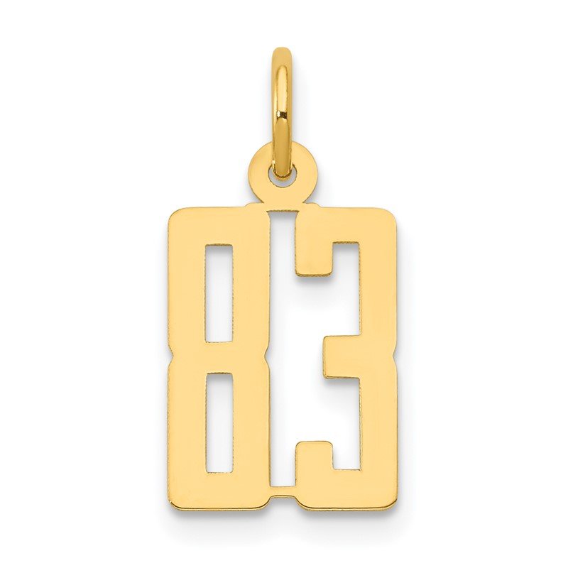 14k Small Elongated Number 83 Charm