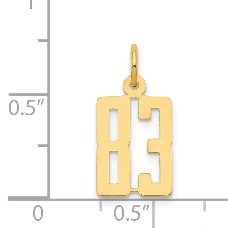 14k Small Elongated Number 83 Charm