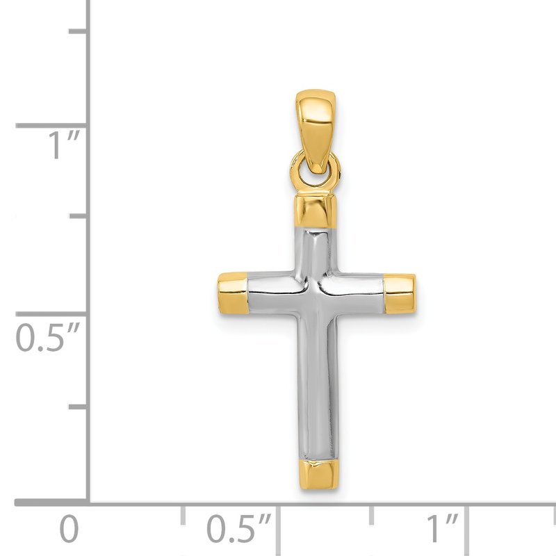 14k and White Rhodium Cross Pendant