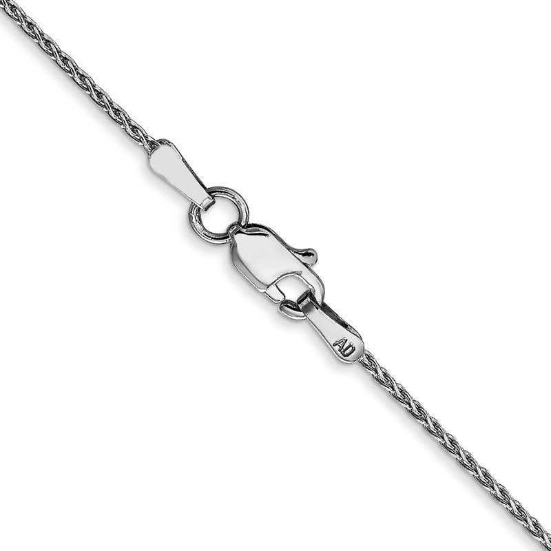 14K White Gold 10 inch 1mm Diamond-cut Parisian Wheat with Lobster Clasp Anklet