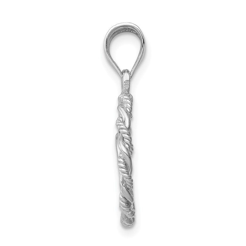 14K White Gold Brushed and Polished Diamond-cut Virgin Mary Pendant
