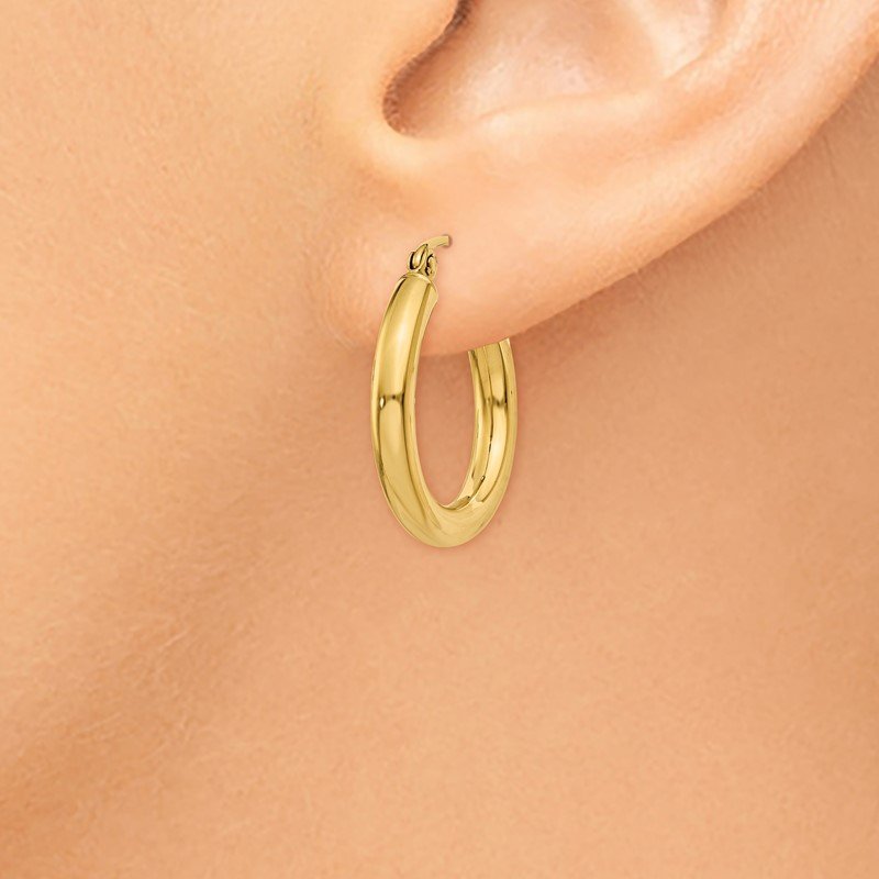 14k 3x20mm Polished Tube Hoop Earrings