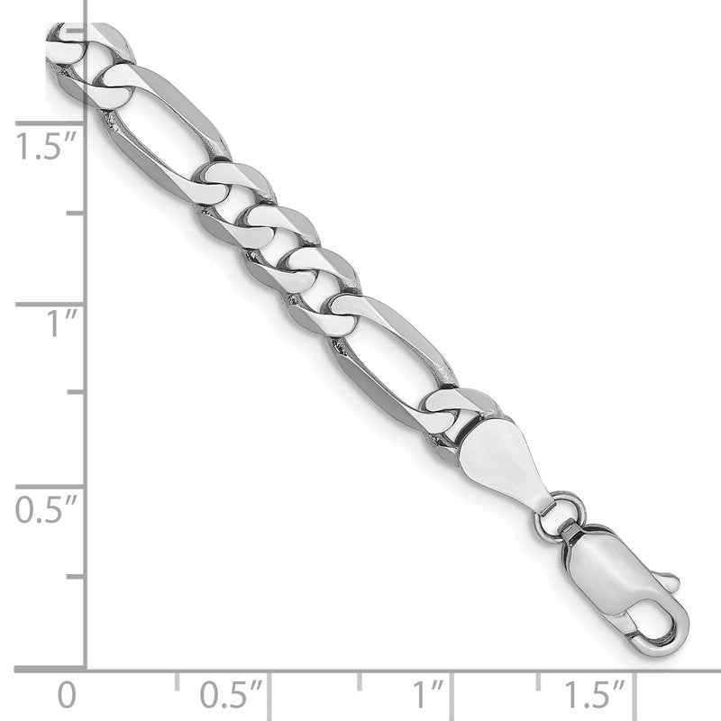14K White Gold 26 inch 5.5mm Flat Figaro with Lobster Clasp Chain