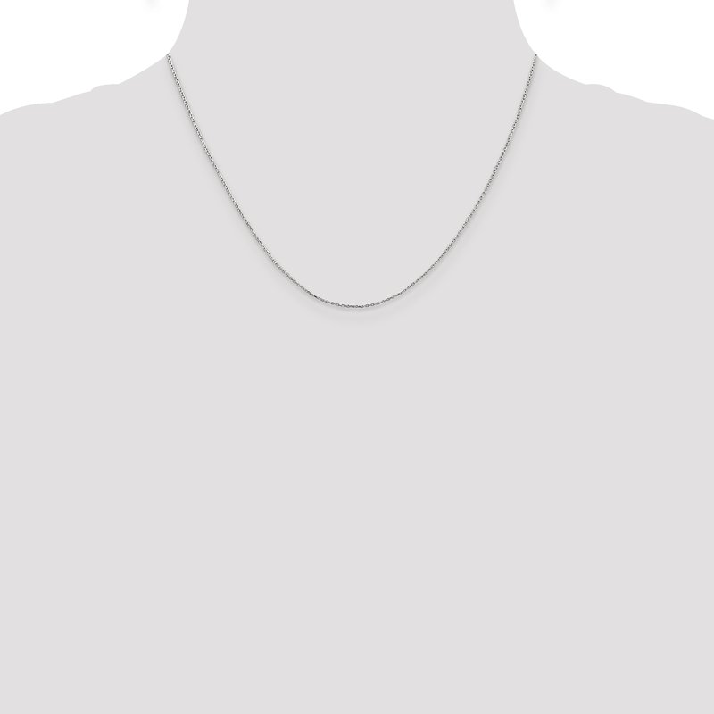 14K White Gold 14 inch .8mm Diamond-cut Cable with Lobster Clasp Chain