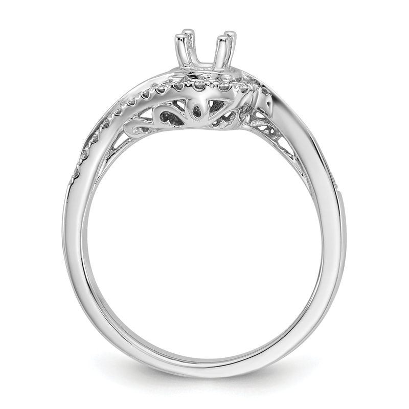 14K White Gold 1/4 carat Lab Grown Diamond VS/SI  D E F  Semi Mount Round By-Pass Engagement Ring