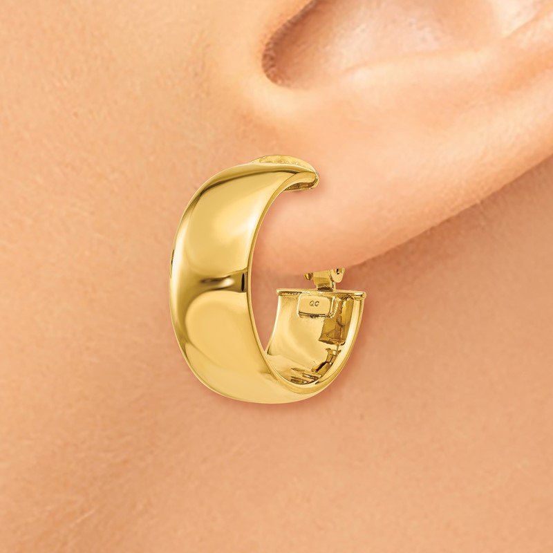 14k 7.75mm Small Omega Back Hoop Earrings