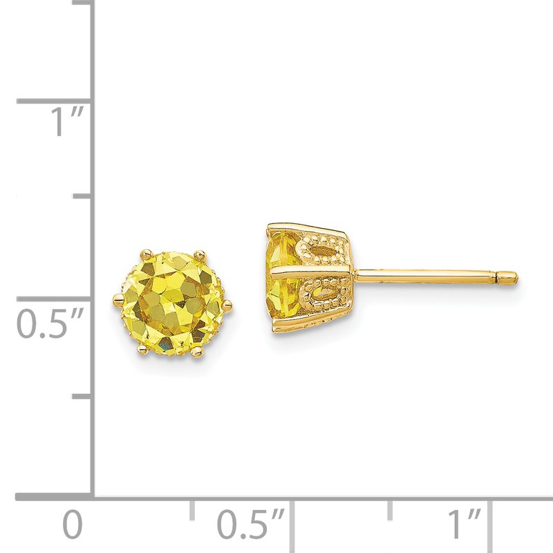 Sterling Silver Gold-plated Yellow Brilliant-cut 6.5mm CZ Stud Post Earrings