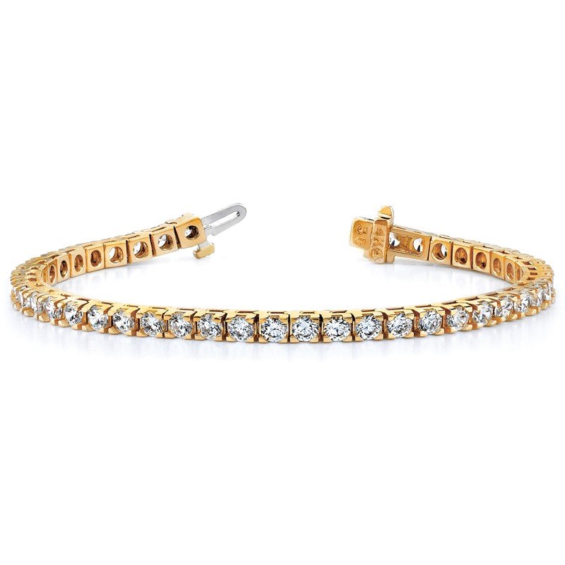 14K Yellow Gold 2 1/6 carat Lab Grown Diamond VS+ F+ Complete Tennis Bracelet