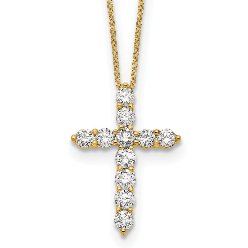14k White Gold 1/4 carat Diamond Cross Pendant 18 inch Necklace