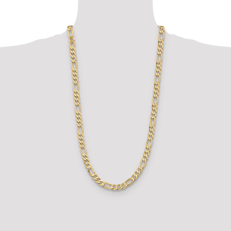 14K 26 inch 7.5mm Flat Figaro with Lobster Clasp Chain