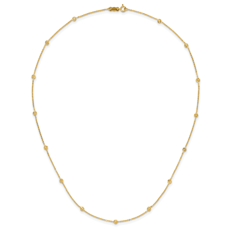 14k Polished Diamond-cut Tiny Puffed Circles 15-Station 18 inch Necklace