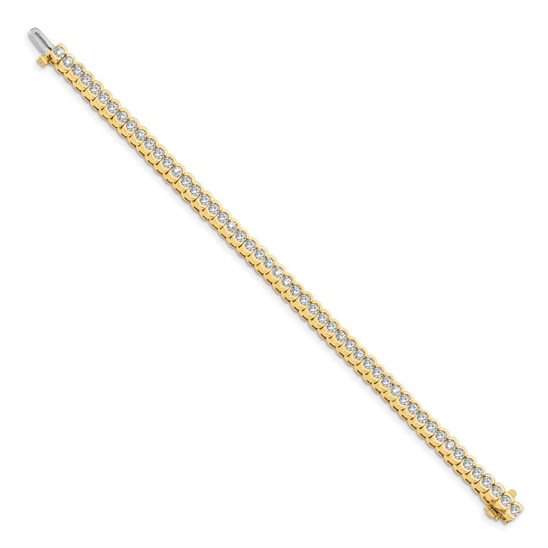 14k Complete 5.5 carat Round AA Diamond Half-Bezel 7 inch Tennis Bracelet