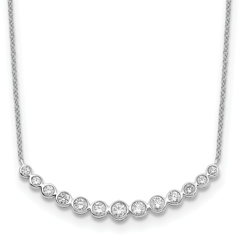 14k White Gold 1/4 carat Diamond Bezel-set Curved Bar 18 inch Necklace
