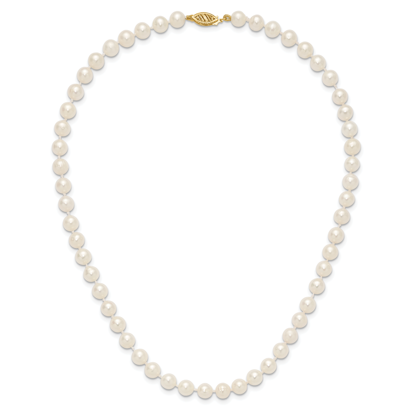 14k 6-7mm White Near-Round Freshwater Cultured Pearl 16 inch Necklace