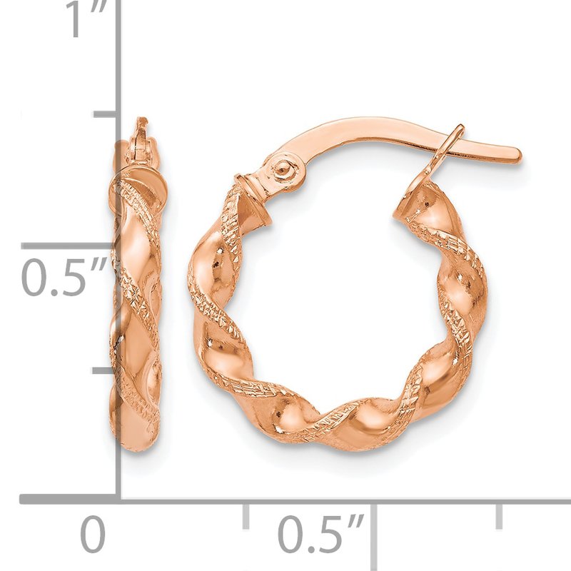 14K Rose Gold Twisted Hoop Earrings