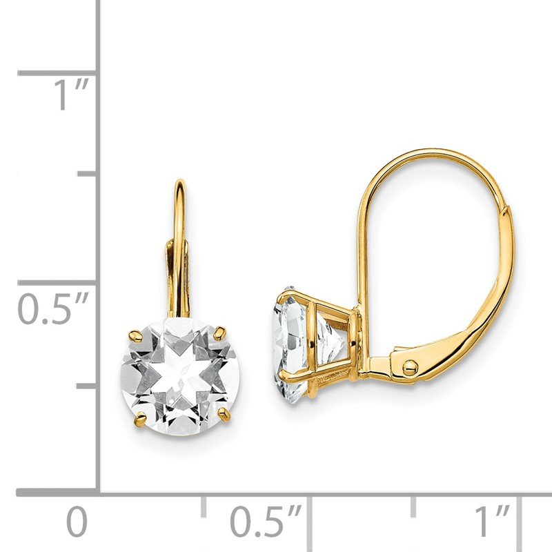 14k 7mm Round Cubic Zirconia Leverback Earrings