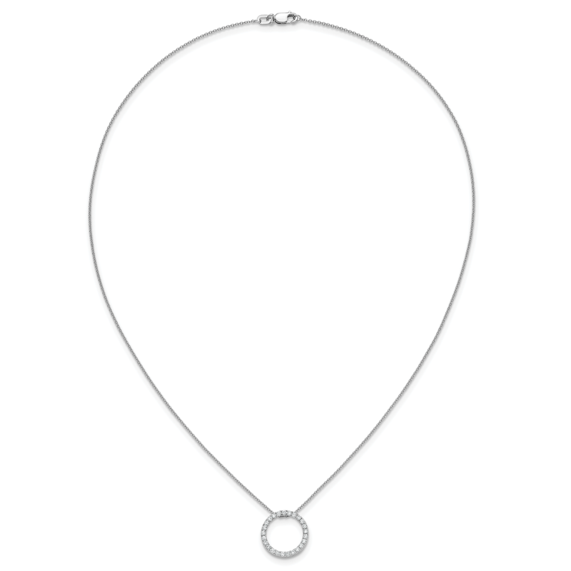 14k White Gold 1/4 carat Diamond Circle 18 inch Necklace