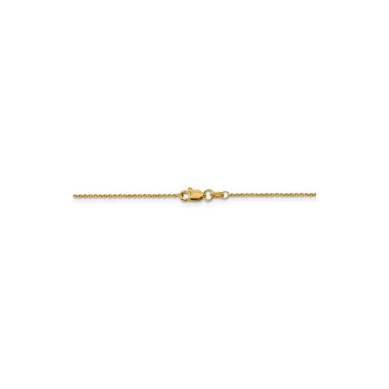 14K 26 inch .9mm Diamond-cut Round Open Link Cable with Lobster Clasp Chain