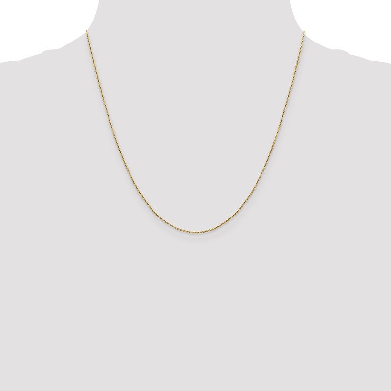 14K 26 inch .9mm Diamond-cut Round Open Link Cable with Lobster Clasp Chain