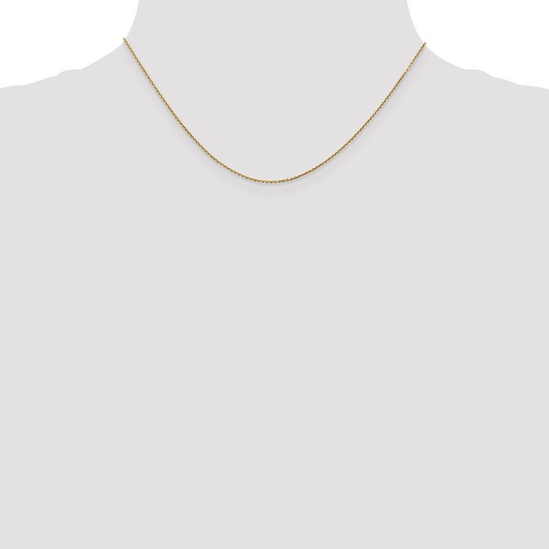 14K 26 inch .9mm Diamond-cut Round Open Link Cable with Lobster Clasp Chain