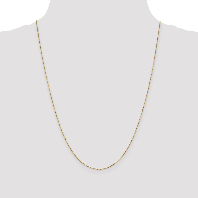 14K 26 inch .9mm Diamond-cut Round Open Link Cable with Lobster Clasp Chain