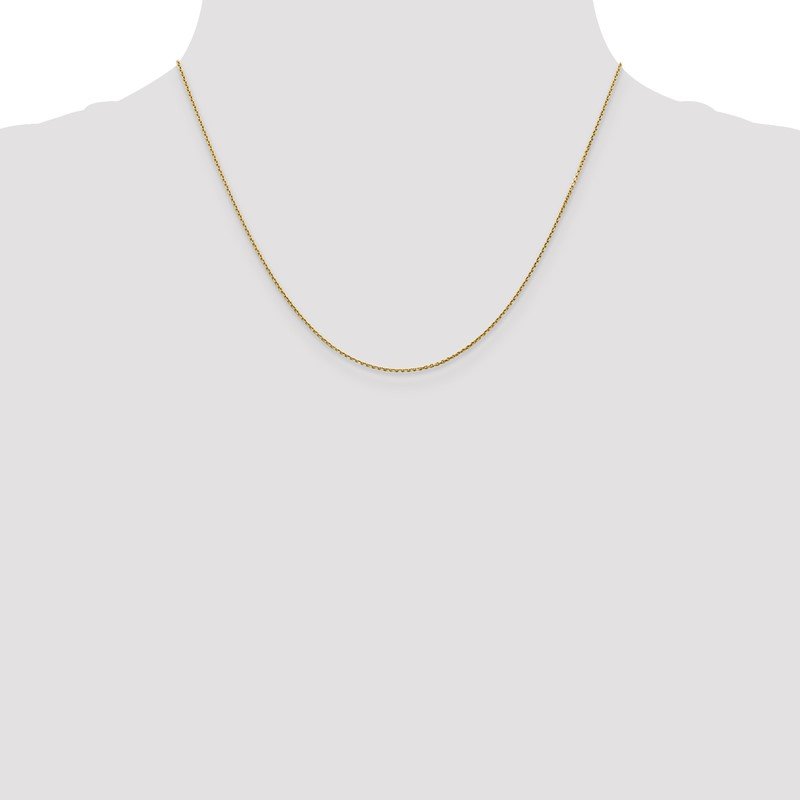 14K 26 inch .9mm Diamond-cut Round Open Link Cable with Lobster Clasp Chain
