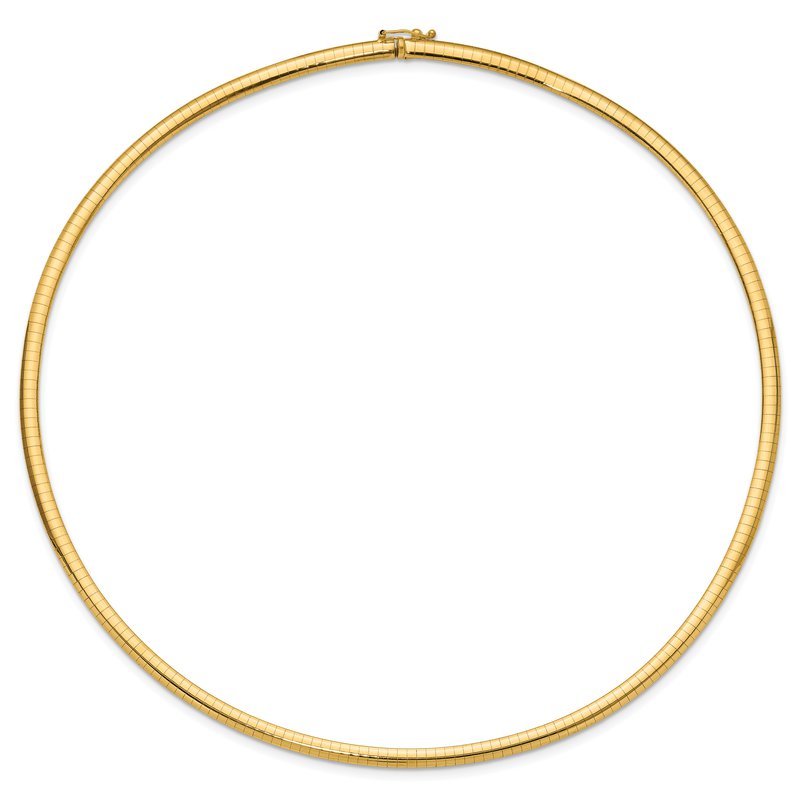 14k Polished 4mm Standard Weight 16 inch Domed Omega Necklace