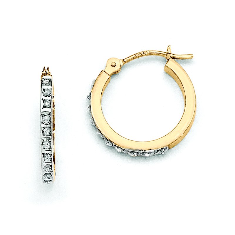14k Diamond Fascination Small Hinged Hoop Earrings