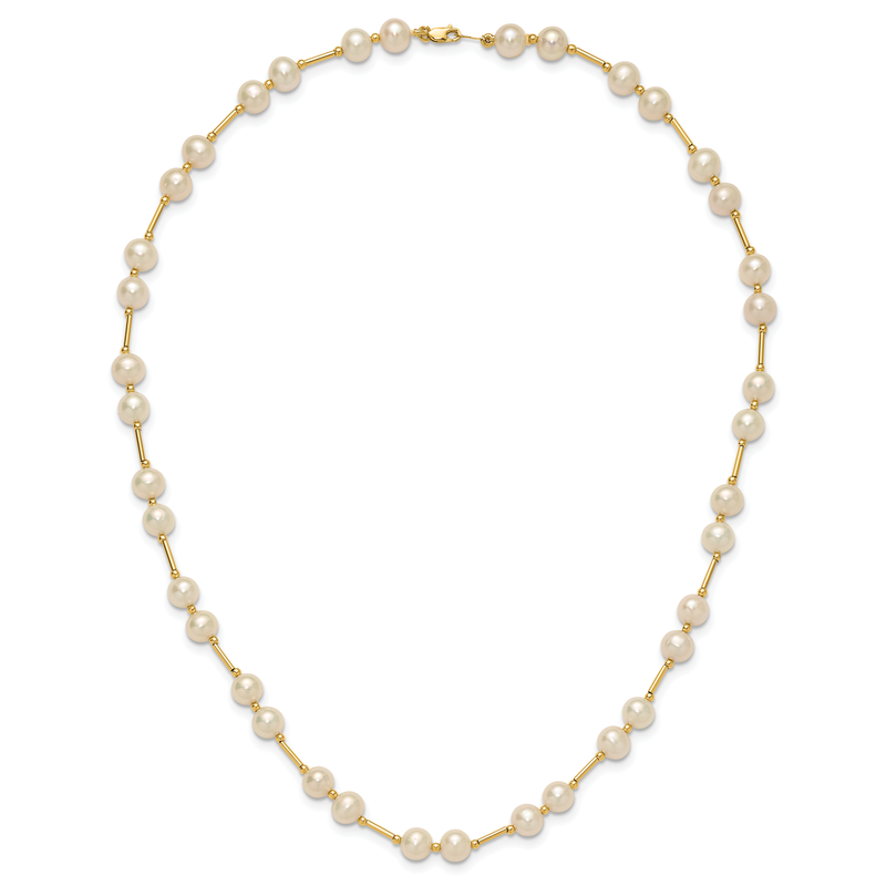 14k 6-7mm White Near-Round Freshwater Cultured Pearl Beaded 18 inch Necklace