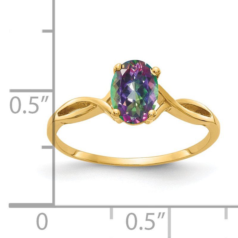 14k 7x5mm Oval Fire Topaz Ring