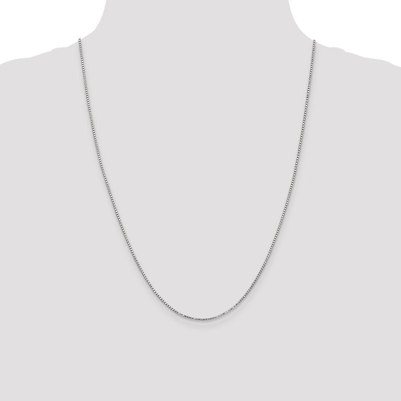 14K White Gold 14 inch 1.4mm Box with Lobster Clasp Chain