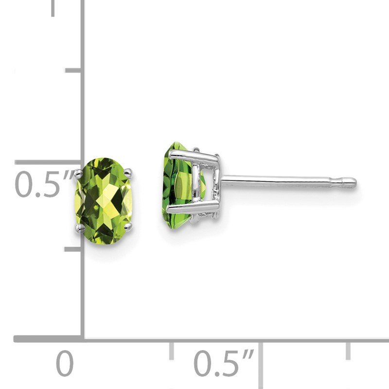 14k White Gold 6x4mm Oval Peridot Post Earrings