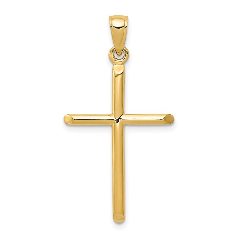 14k Polished Tube Cross Pendant
