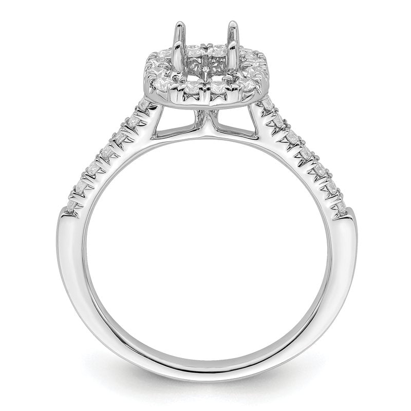 14K White Gold 1/2 carat Lab Grown Diamond VS+ F+ Semi-Mount Asscher Halo Engagement Ring