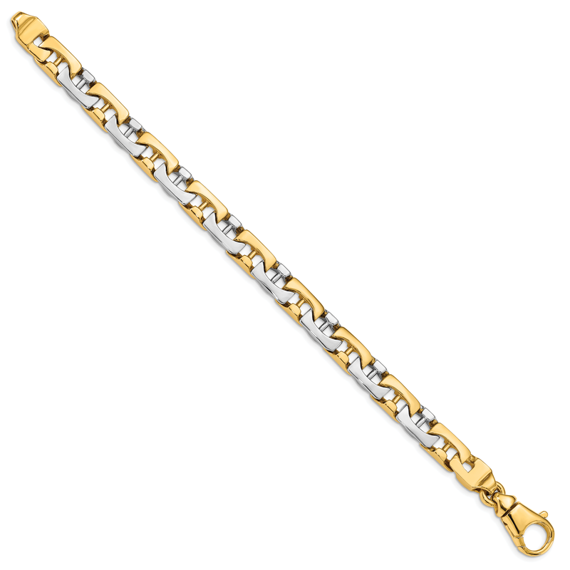 14K Two-tone 20 inch 8.5mm Hand Polished Fancy Link with Fancy Lobster Clasp Chain