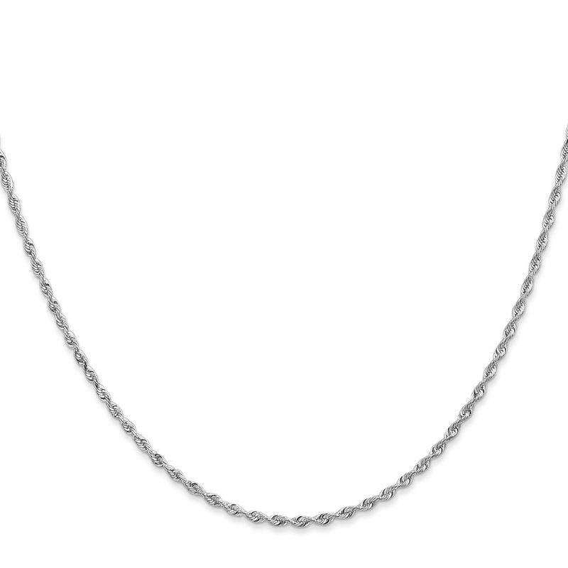 14K White Gold 10 Inch 1.85mm Diamond-cut Quadruple Rope Lobster Clasp Chain