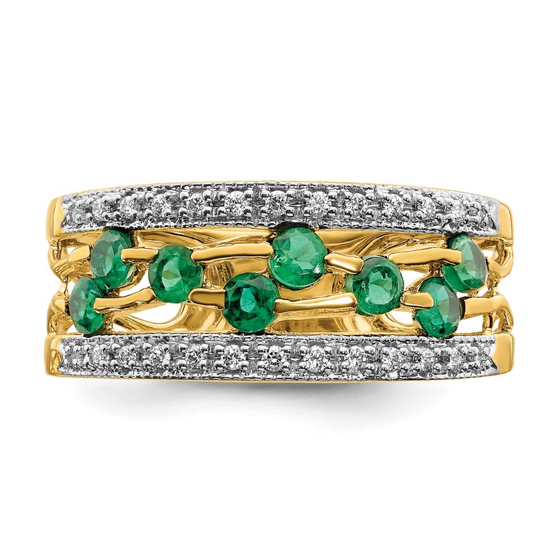 14k Emerald and Diamond Ring